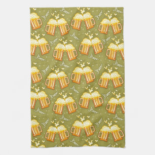 Glasses Of Beer Pattern Kitchen Towel