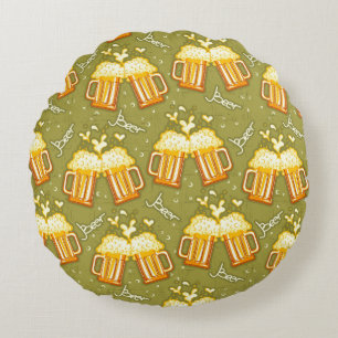 Glasses Of Beer Pattern Round Pillow