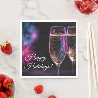 glasses of champagne for New Year's Napkin