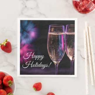 glasses of champagne for New Year's Napkin