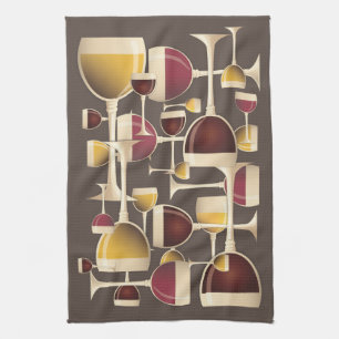 Glasses of Red and White Wine Kitchen Towel