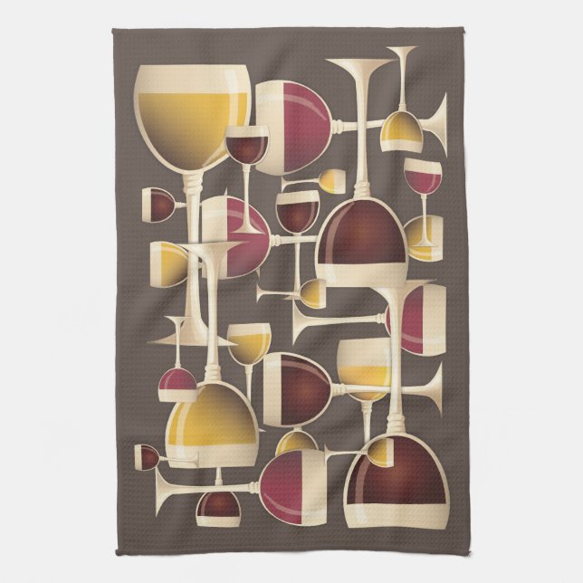 Glasses of Red and White Wine Kitchen Towel (Vertical)