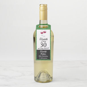 Glasses of Red Wine   30th Birthday Party Bottle Tag