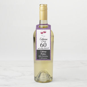 Glasses of Red Wine   60th Birthday Party Bottle Tag