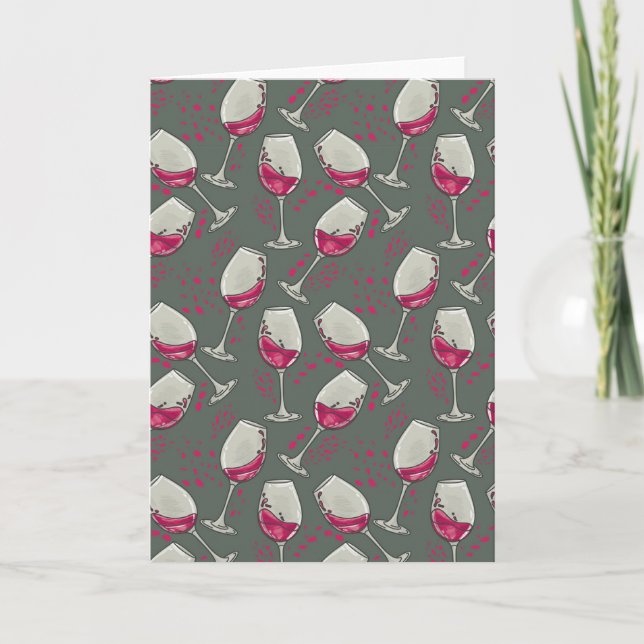 Glasses of Red Wine Thank You Card (Front)