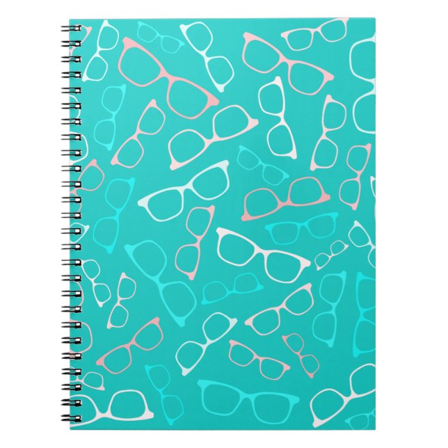 Glasses Pattern on Aqua     Notebook (Front)