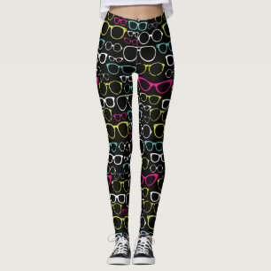 Glasses Spectacles Patterned Leggings Black