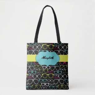 Glasses Spectacles Personalized Tote Bag in Black
