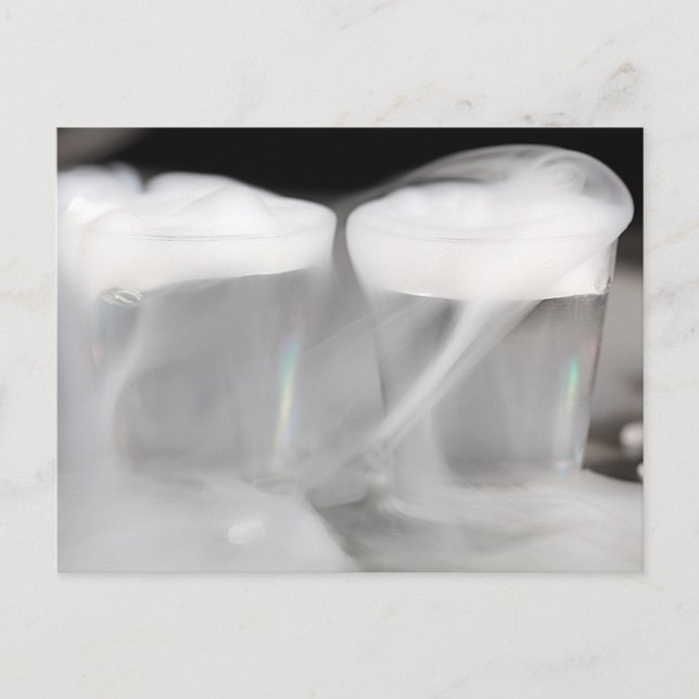 Glasses with water and dry ice postcard (Front)