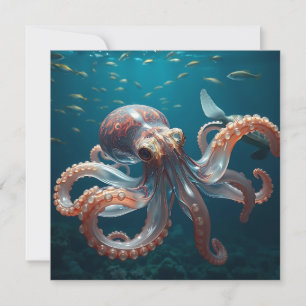 Glasslike Octopus in the Deep Sea Card
