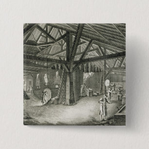 Glassmaking factory, from the 'Encyclopedia' by De 2 Inch Square Button