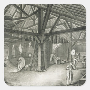 Glassmaking factory, from the 'Encyclopedia' by De Square Sticker