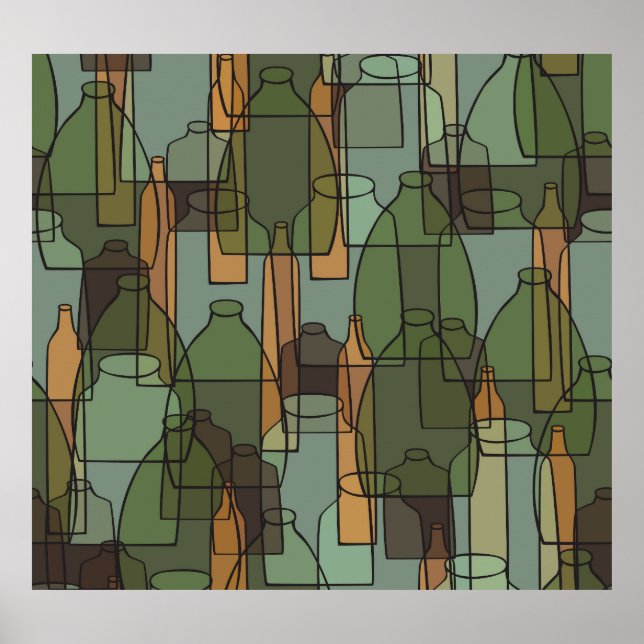 Glassware Galore: Vintage Bottle Pattern Poster (Front)