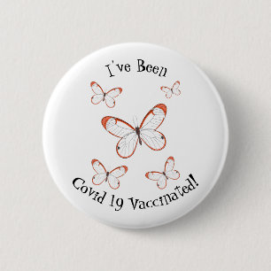 Glasswing butterfly cartoon illustration 2 inch round button