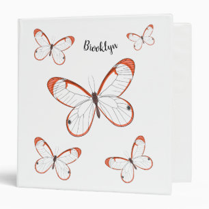 Glasswing butterfly cartoon illustration binder