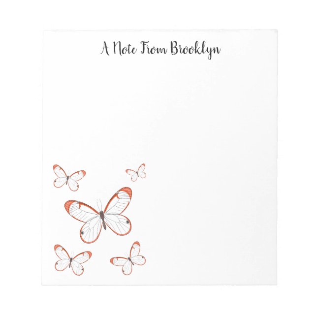 Glasswing butterfly cartoon illustration notepad (Front)