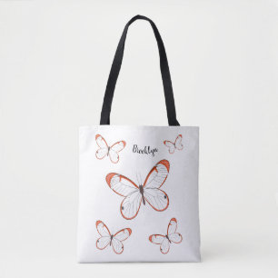 Glasswing butterfly cartoon illustration tote bag