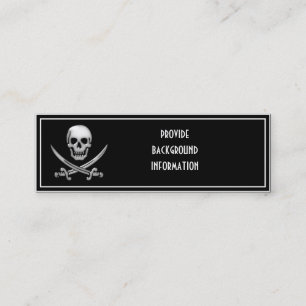 Glassy Pirate Skull & Sword Crossbones Mini Business Card