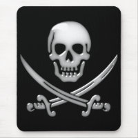 Glassy Pirate Skull & Sword Crossbones