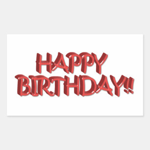 Glassy Red Happy Birthday Text Image Sticker
