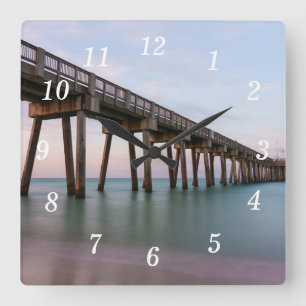 Glassy Waters At Panama City Beach Pier Clock