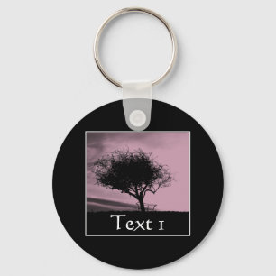 Glastonbury Hawthorn. Tree on Hill. Pink, Black. Keychain