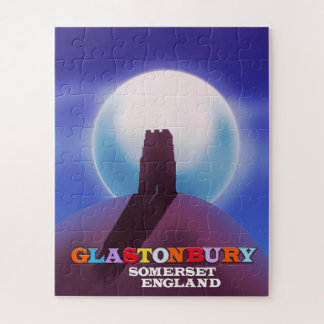 Glastonbury Tor Somerset travel poster Jigsaw Puzzle