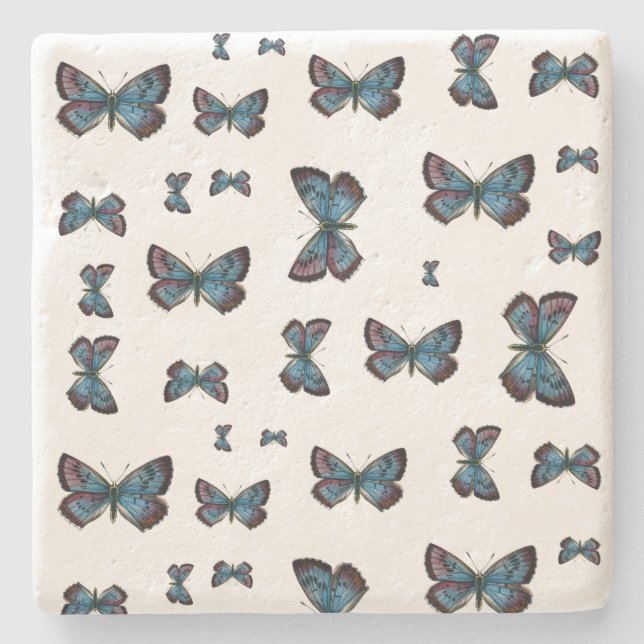 Glaucopsyche arion - The Large Blue Butterfly Stone Coaster (Front)
