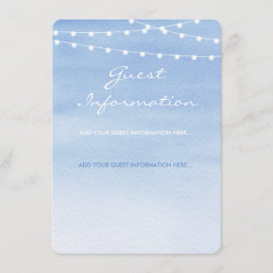 Glaucous Blue Watercolor String Lights Enclosure Card