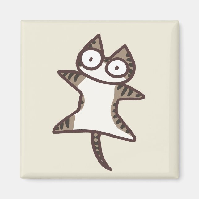 Glay Tabby Cat Magnet (Front)