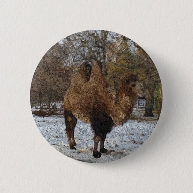 Glazed Camel Art #8083 2 Inch Round Button (Front)
