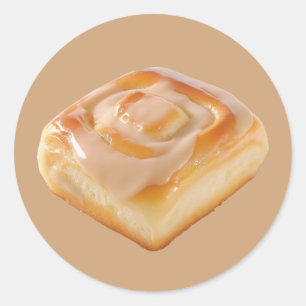 Glazed Cinnamon Roll Classic Round Sticker