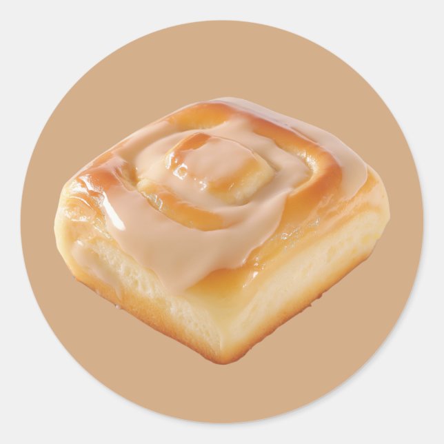 Glazed Cinnamon Roll Classic Round Sticker (Front)