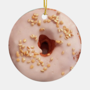 Glazed Doughnut Christmas Ceramic Ornament