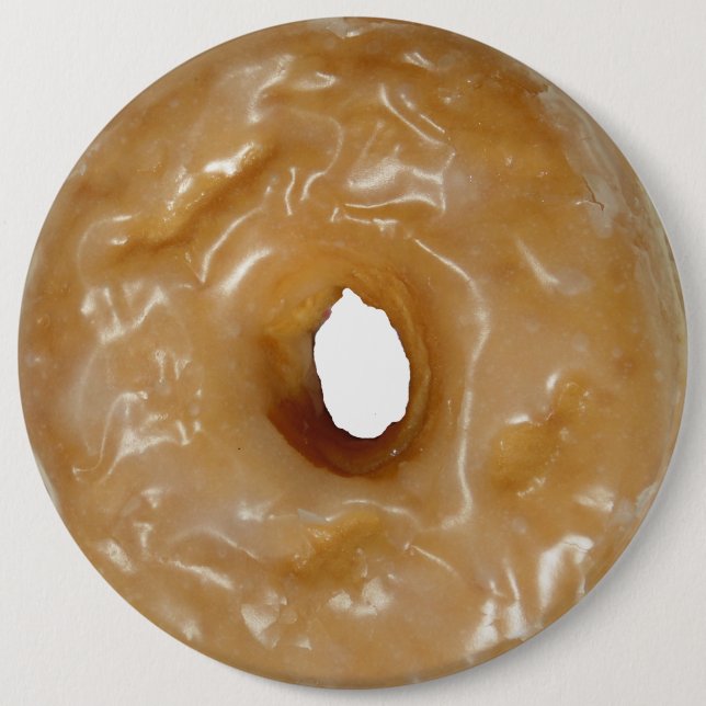 Glazed doughnut doughnut button. 6 inch round button (Front)