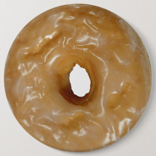 Glazed doughnut doughnut button. 6 inch round button