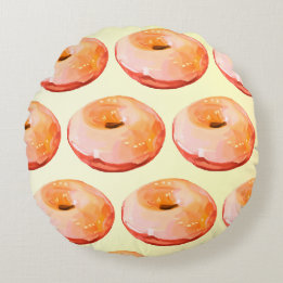 Glazed Doughnuts Round Pillow