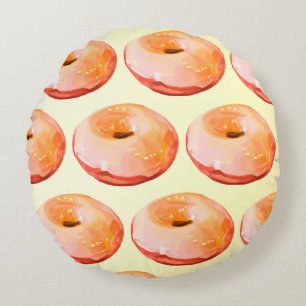 Glazed Doughnuts Round Pillow