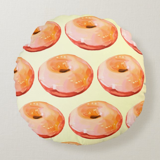 Glazed Doughnuts Round Pillow (Front)