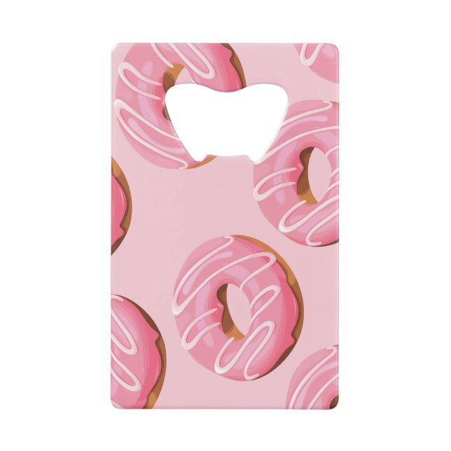 Glazed Doughnuts Seamless Background Credit Card Bottle Opener (Front)