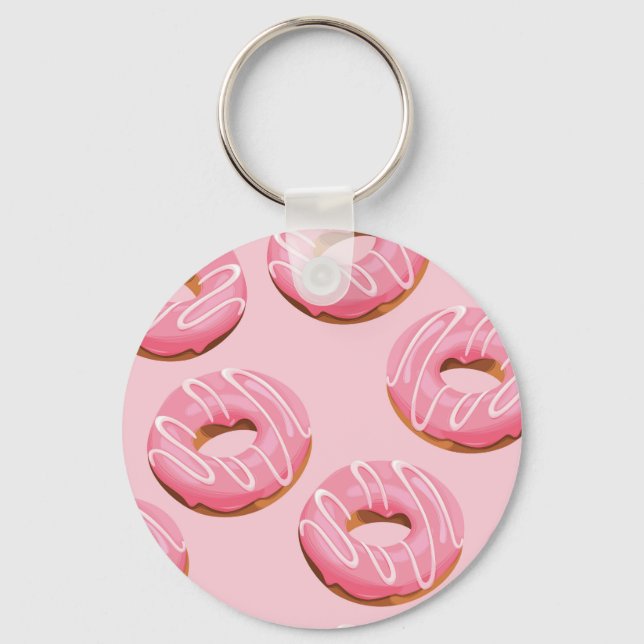 Glazed Doughnuts Seamless Background Keychain (Front)