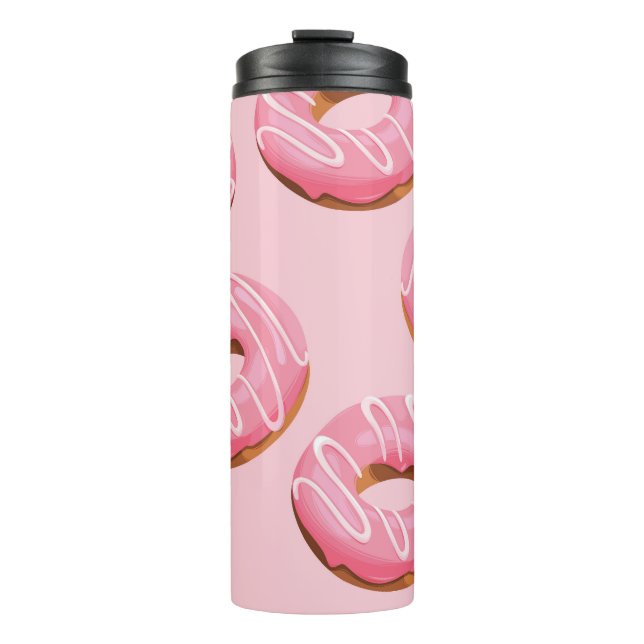 Glazed Doughnuts Seamless Background Thermal Tumbler (Front)