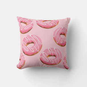 Glazed Doughnuts Seamless Background Throw Pillow