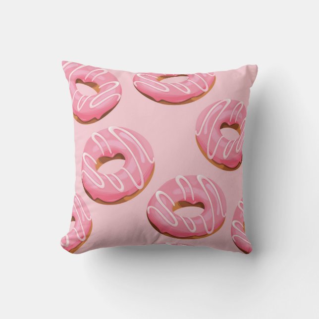 Glazed Doughnuts Seamless Background Throw Pillow (Front)