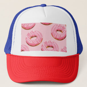 Glazed Doughnuts Seamless Background Trucker Hat