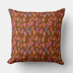 Glazed Leaves in Mud Throw Pillow