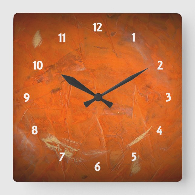Glazed Terracotta Faux Finish Square Wall Clock (Front)