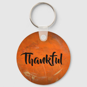 Glazed Terracotta One Word Inspiration Thankful Keychain