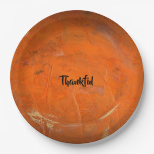 Glazed Terracotta Thankful Paper Plate