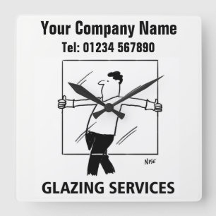 Glazing Services Cartoon Clock